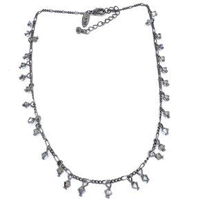 NWOT - NY & CO - Gunmetal Tone Chain Gray Dangle Beaded 14” Choker